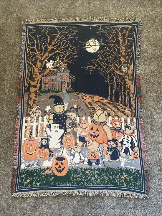 Goodwin Weavers Other - Vtg Goodwin Weavers Halloween Teddy Bears Viral Throw Blanket 90s USA HTF